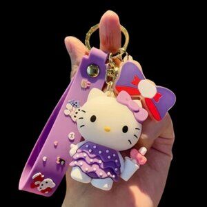 Sanrio Hello Kitty Silicone Keychain, Cute PVC Keyring - purple